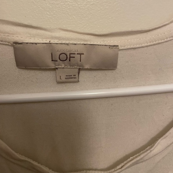 Loft White Peplum T-Shirt, Size L - Picture 2 of 3